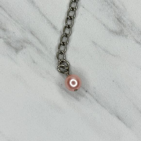 Beaded Fur Woven Silver Tone Chain Link Belt OS Y2K Festival - Picture 16 of 16